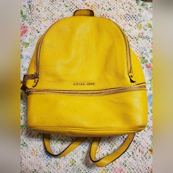 MICHAEL KORS Yellow Leather Backpack Purse Michael Kors Slater Small Sun Yellow Pebbled Leather  main image 4
